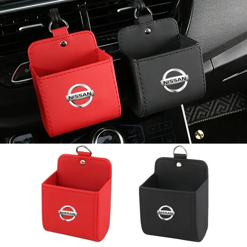 

Leather Car Air Outlet Glasses Phone Storage Box Organizer Bags for Nissan Logo Nismo Juke Note Leaf Qashqai Altima Tiida Navara