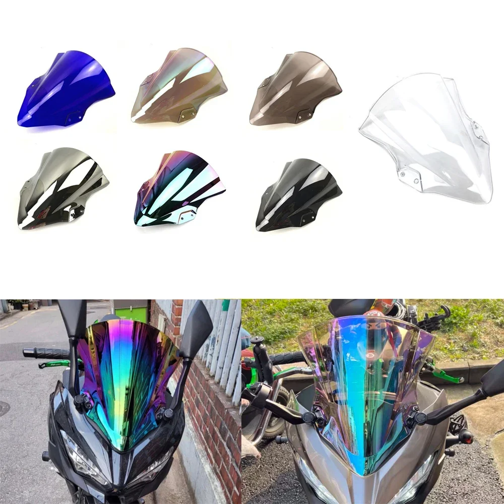 Motorcycle Double Bubble Windshield Deflector Protector Wind Screen For Kawasaki Ninja400 Ninja 250 400 EX400 2018-2022 2023