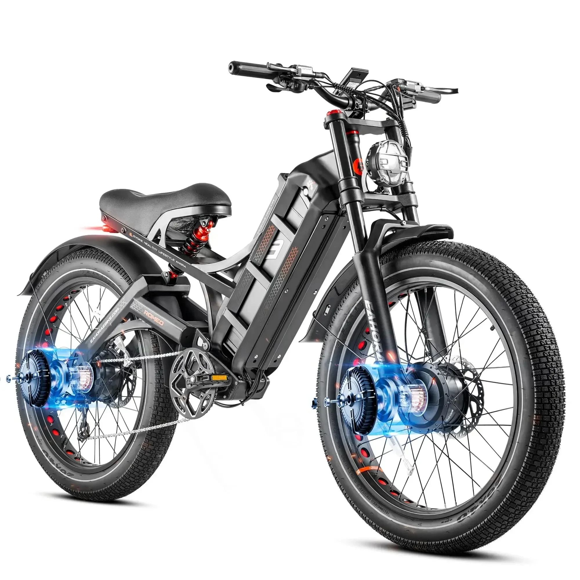 Romeo Pro 2 Ebike 3000W Dual Motor 52V 60AH Battery 26*4.0 Fat Tire Electric Bicycles Mountain Snow Off-Road Adult Electric Bike