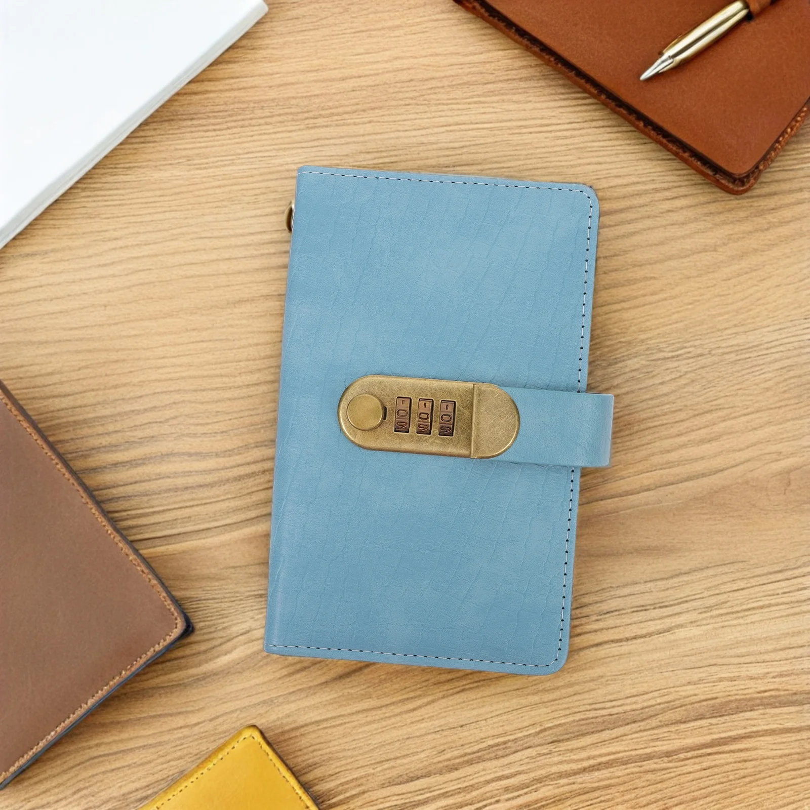 

Compact Password Keeper Book with Combination Lock 6.88x4.32in PU Hardcover Safe for Cash Coins Valuables Portable Design