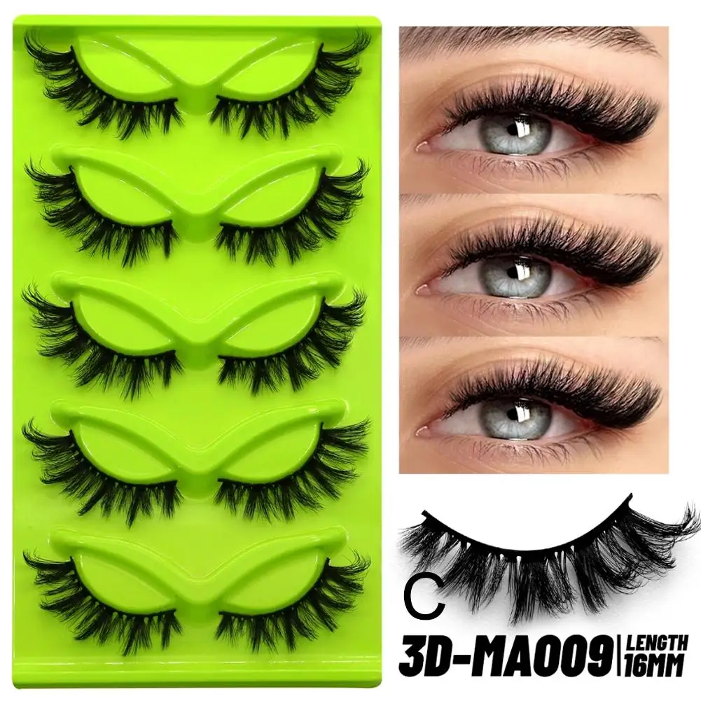 キャットアイラッシュ 5ペア フェイクミンクまつげ ナチュラルルック ふわふわ ソフト クロス ウィスピー フルストリップラッシュ まつげエクステ