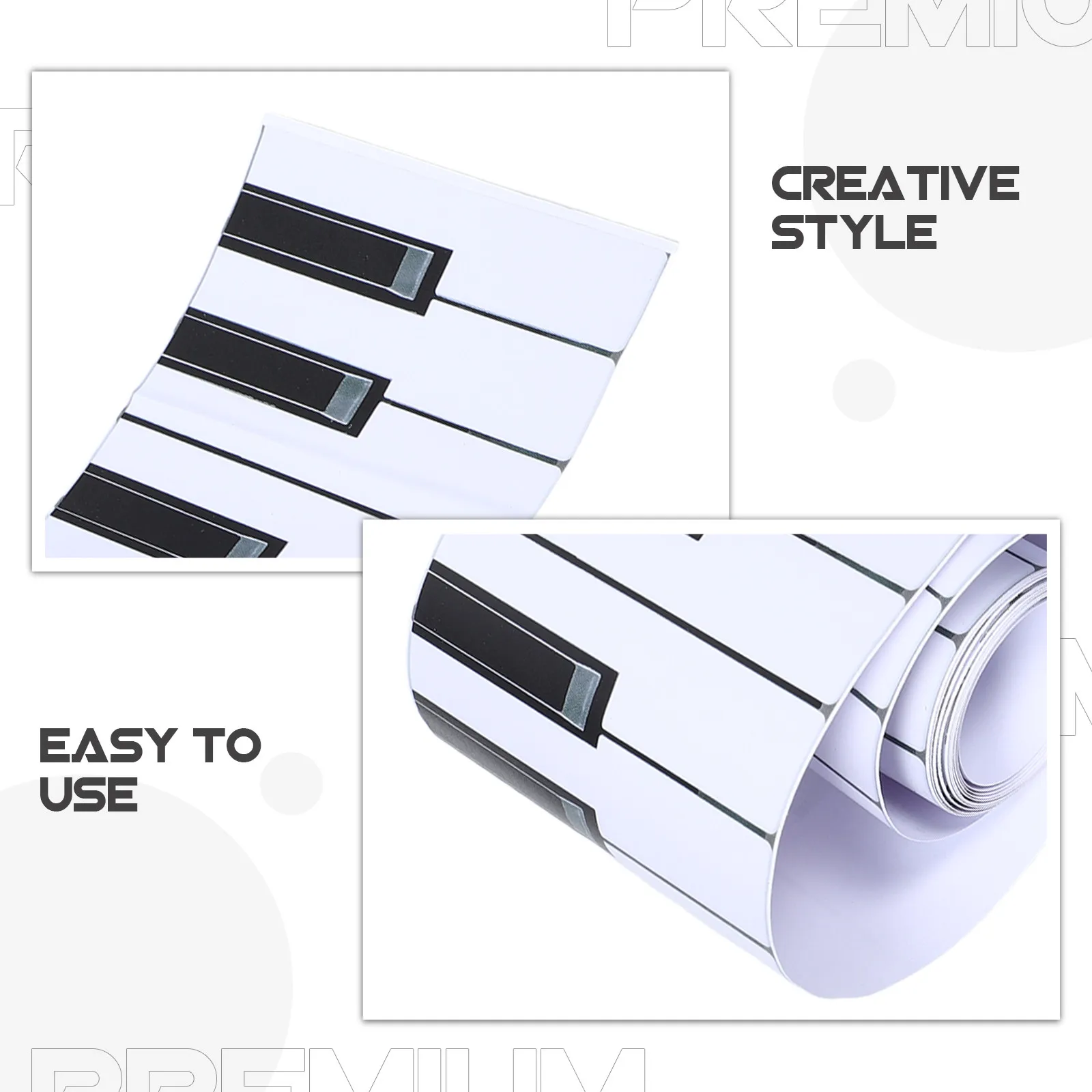 1 Roll Music Bulletin Board Border Trim 7.8ft X 4Inch Piano Key Pattern Elegant Black White Classroom Decor Back to School - view 6