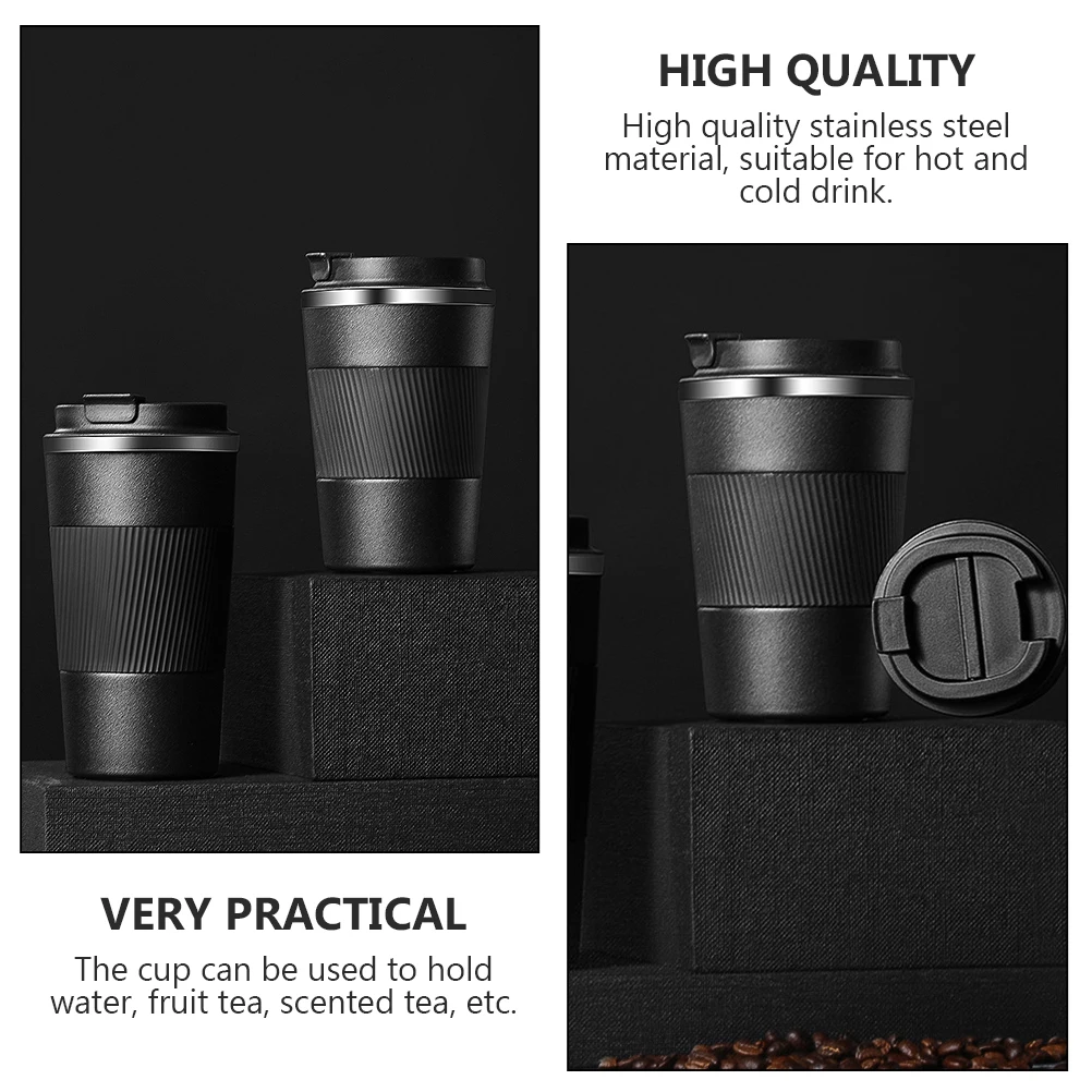 

Cup Double Vacuum Coffee Steel Reusable Iced Water Bottle Car Mug Black Tumbler Travel