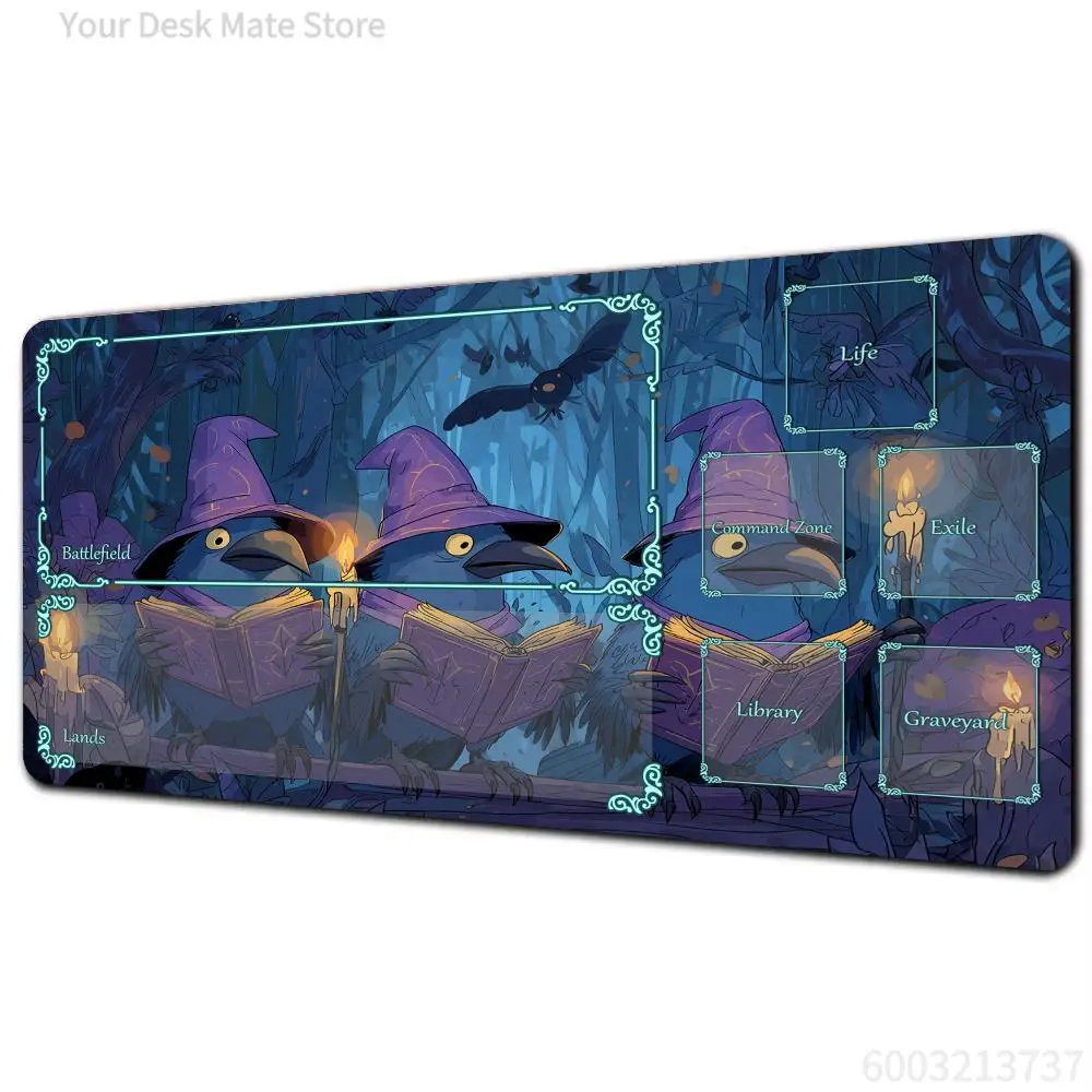 Mysterious Magic Crow Magic Card Playmat with Zone MTG Playmat Gathering Game Mat Desk Mat Commander Battle Playmat Magic Pad