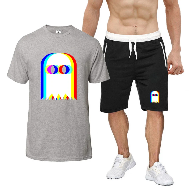 2025 رائجة البيع الصيف عادية تنفس مريحة مضحك شبح مخدر Vaporwave هالوين EDM الموسيقى تي شيرت السراويل الدعاوى #5