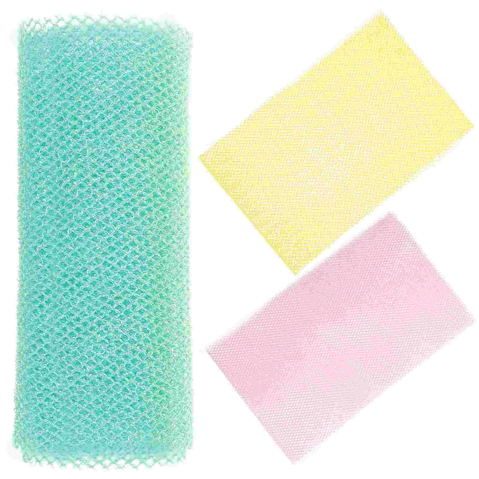 3 Pcs African Net Bath Strip Long Back Rub Cloth Sponge Showering Nets Washing Exfoliating Supplies for