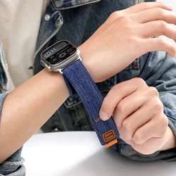Nylon Canvas Strap for Apple Watch Ultra 3 2 1 11 10 9 8 7 49mm 46mm 45mm 41mm Denim IWatch 6 5 4 3 SE3 44mm 42mm 40mm Wristband