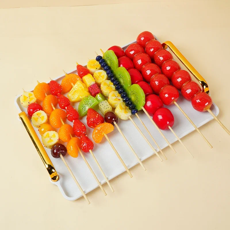 1pc Simulation Fruit String Strawberry Slice Banana Slice Candied Gourd Artificial Fruit Slice Model Stage Photographic Props