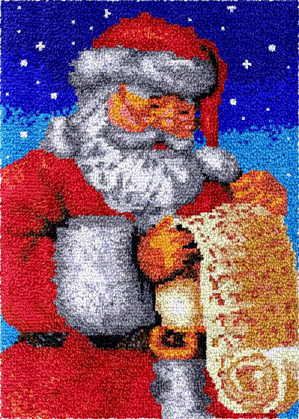 

Lager Size Latch Hook Rug Kits Diy Tapestry Embroidery Craft Kits for Beginners Santa Claus Pattern Printed Canvas carpet making