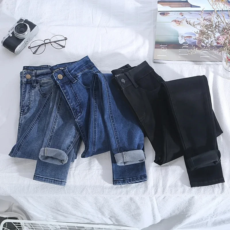 Korea Skinny Ankle-length Pencil Jeans Strecth Lifts Hip  High Waist Big Size 28-36 Casual Vaqueros Vintage Women Denim Pants