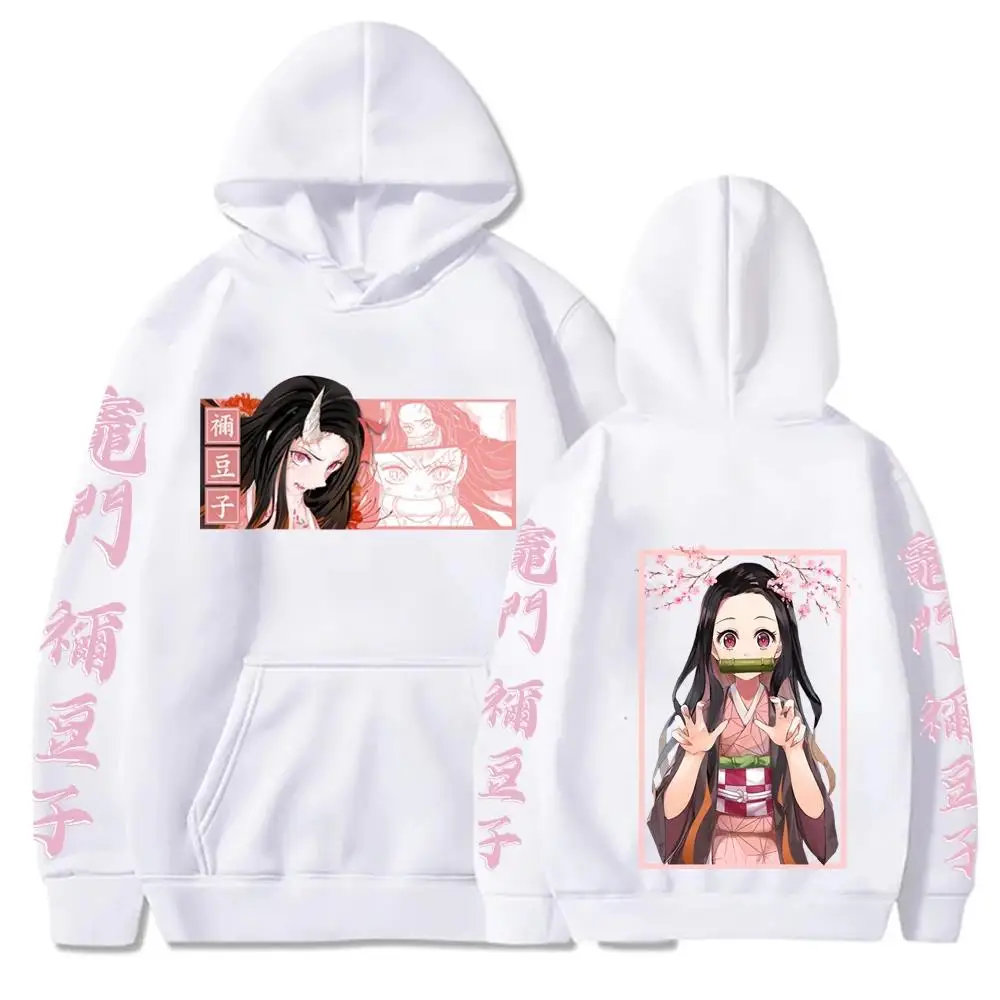 Japan Anime Demon Slayer Kamado Girl Autumn Warm Pullover Streetwear Nezuko Printing Women Hoodies Plus Size Sweatshirt Harajuku