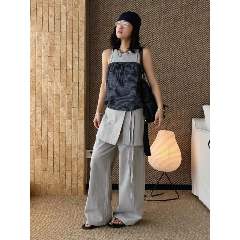 Johnature New Korean-style Fashionable Two-piece Detachable Skirt-pants For Women Casua 3 Colors Pants