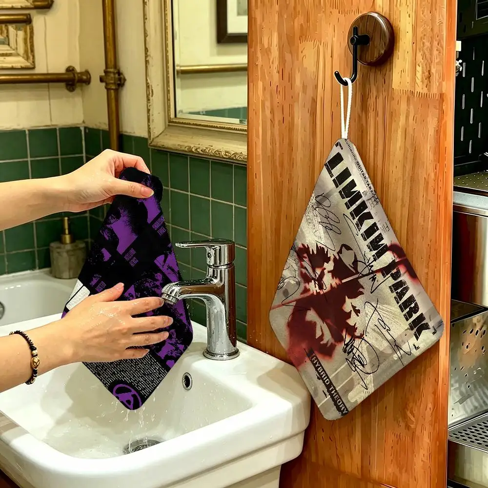 Band L-Linkin Cool P-Park Soft Polyester Cotton Towel, Hanging Kitchen Style Hand Wiping Cloth for Restaurant Home