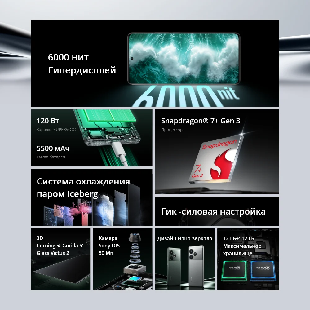 Realme GT 6T 스마트폰, 스냅드래곤 7 + Gen 3 프로세서, 6.78 인치 120Hz OLED 6000nit 디스플레이, 120W SUPERVOOC 충전, 월드 프리미어