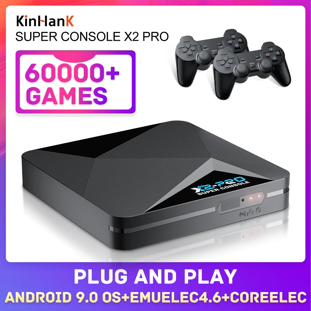 

Super Console X2 PRO Has 60000+ Games, Compatible with 70+ Emulators,Retro Game Console Support 4K UHD, 2.4G+5.0 GWifi，BT 5.0