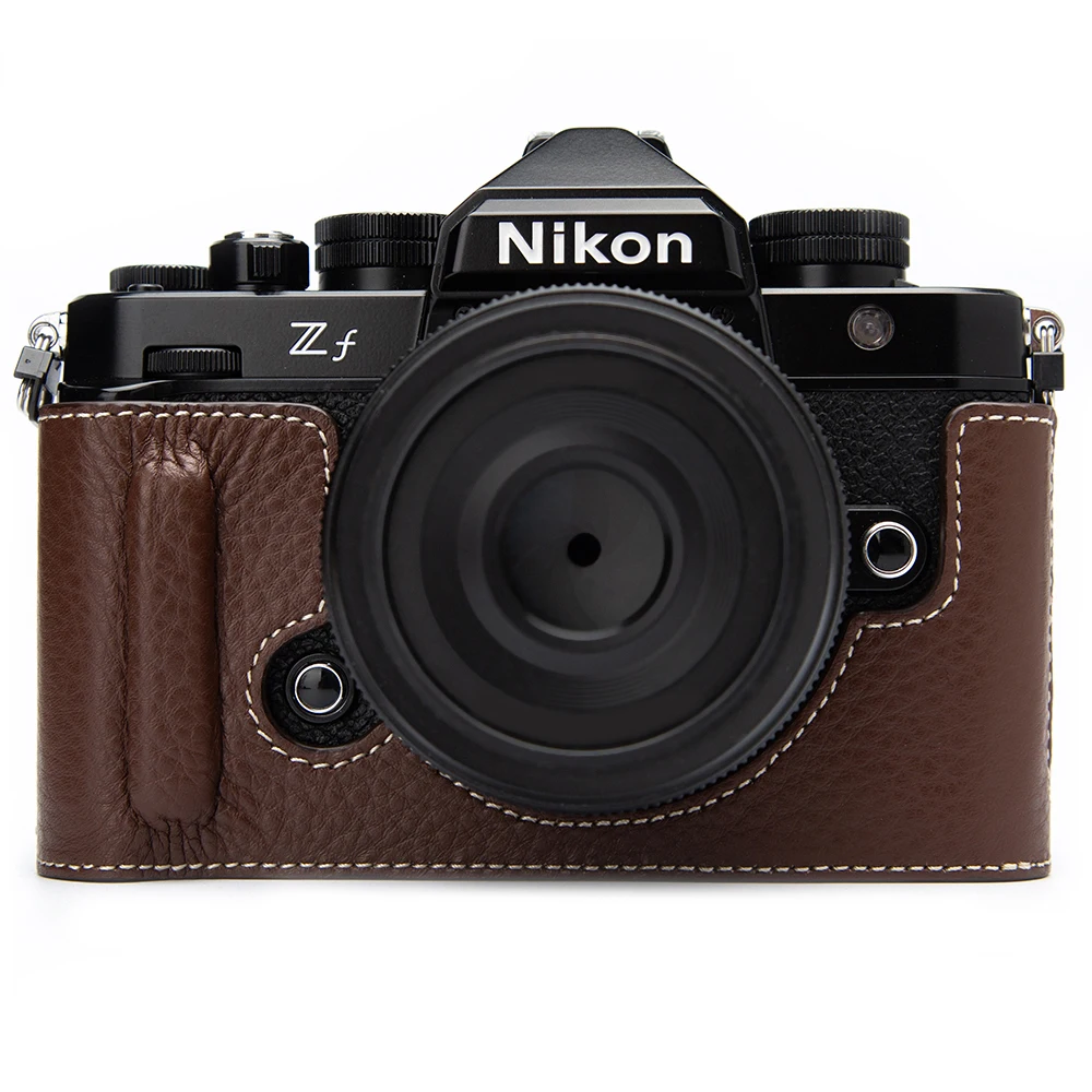 Brown Handmade Retro ZF Camera Bag ZF Half Bag Genuine Leather Camera Bag Box for Nikon Zf Case Protective Case Accessories