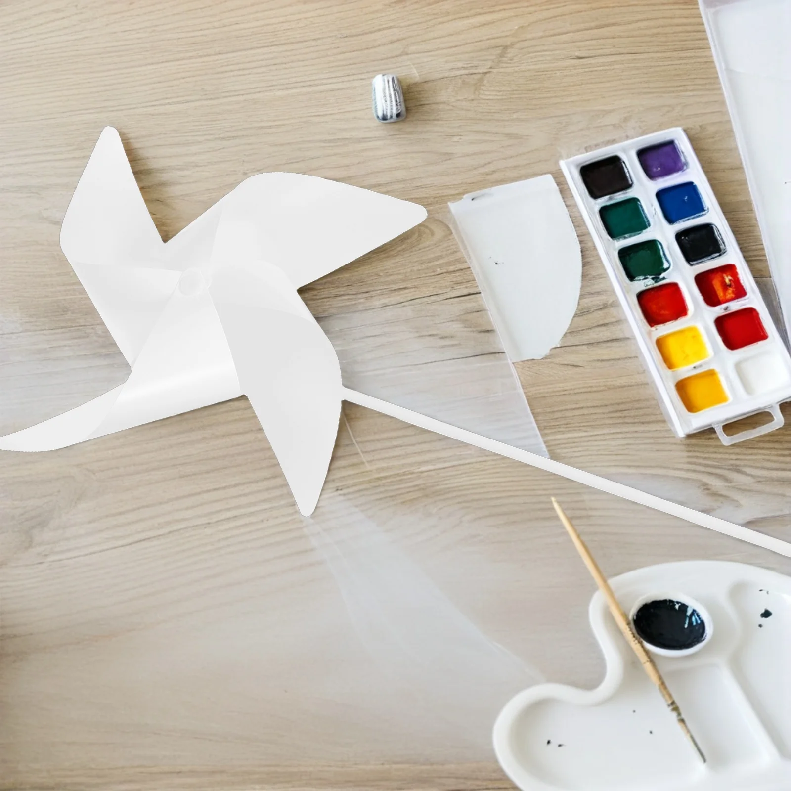 

10Sets Outdoor Windmill Spinners White Plastic Pinwheels Easy Install Yard Garden Decoration DIY Party Patio Craft Kit