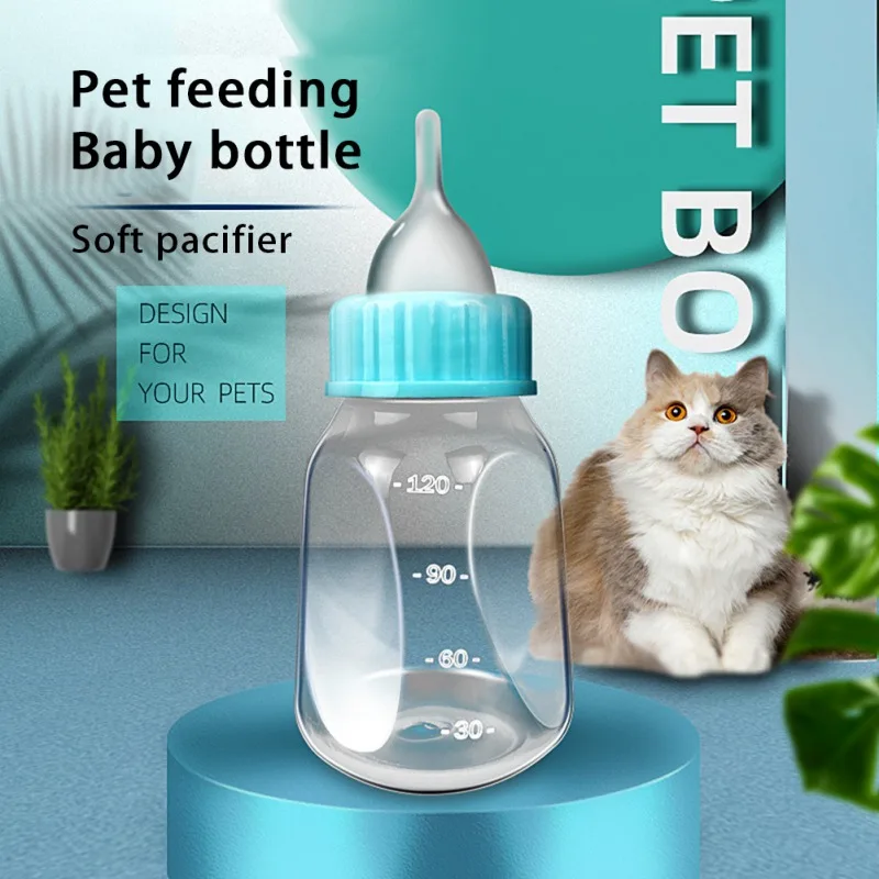 120ml Small Pet Feeding Bottle Puppy Kitten Feeding Bottle Cat Dog Feeder Cat Baby Nursing Water Milk Feeder Drinking Bottle