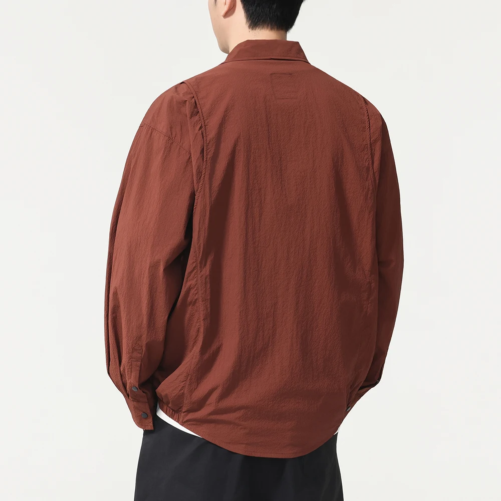 Outdoor Hiking Lightweight Sunscreen Shirts Men Streetwear Oversize Long Sleeve Quick Dry Loose Casual Track Cargo Shirts