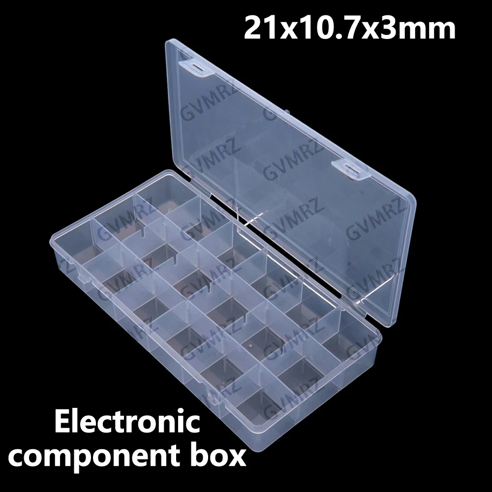 21x10.7x3mm 18 Compartments IC Chip Storage Box Transparent Detachable Electronic Component Hardware Organizer Component