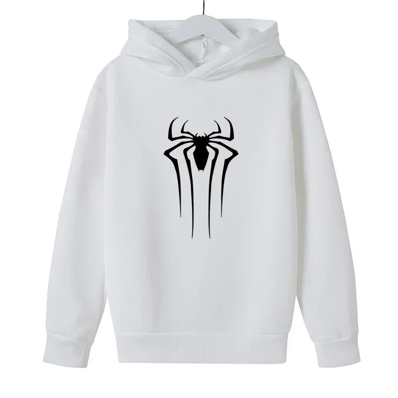 Bluza dziecięca z nadrukiem pająka z kreskówek Marvel, ciepła bluza z kapturem dla chłopców i dziewcząt, podstawowa luźna bluzka na jesień i zimę.