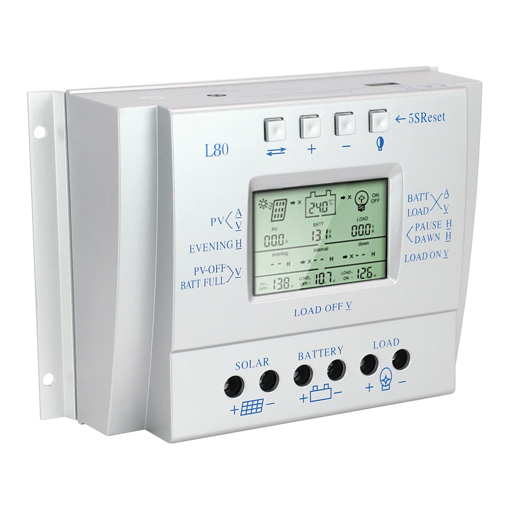 Imagem -04 - Y-solar-controlador de Carga Solar Controle de Luz e Temporizador Usb Saída 5v 80a 12v 24v Max 48v