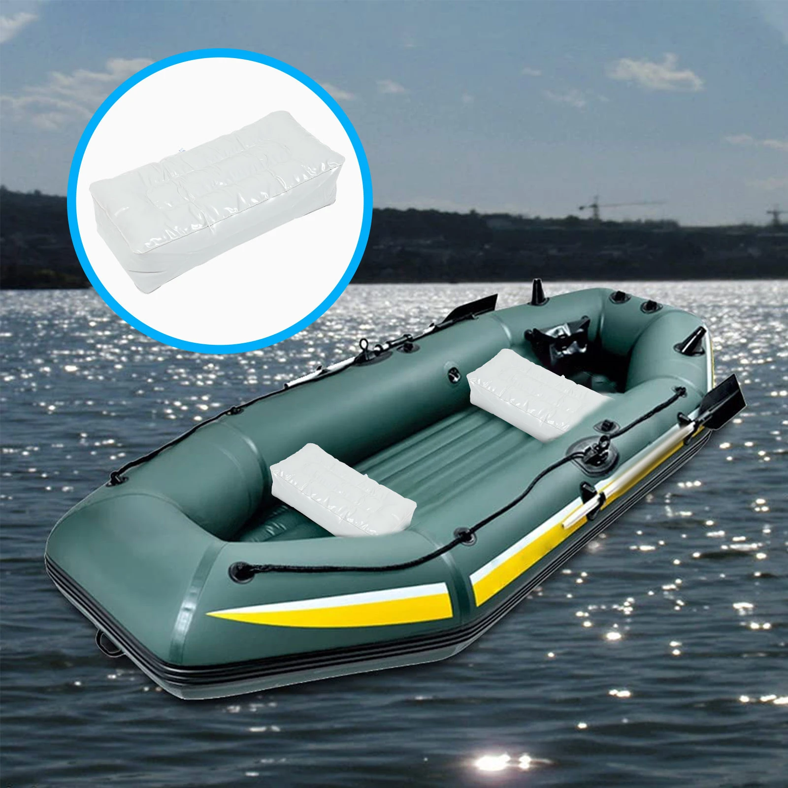 

Inflatable for Kayak White Moisture Proof PVC Fishing Boat Cushion Comfortable Ergonomic Design Paddle Seat Cushion for Canoe