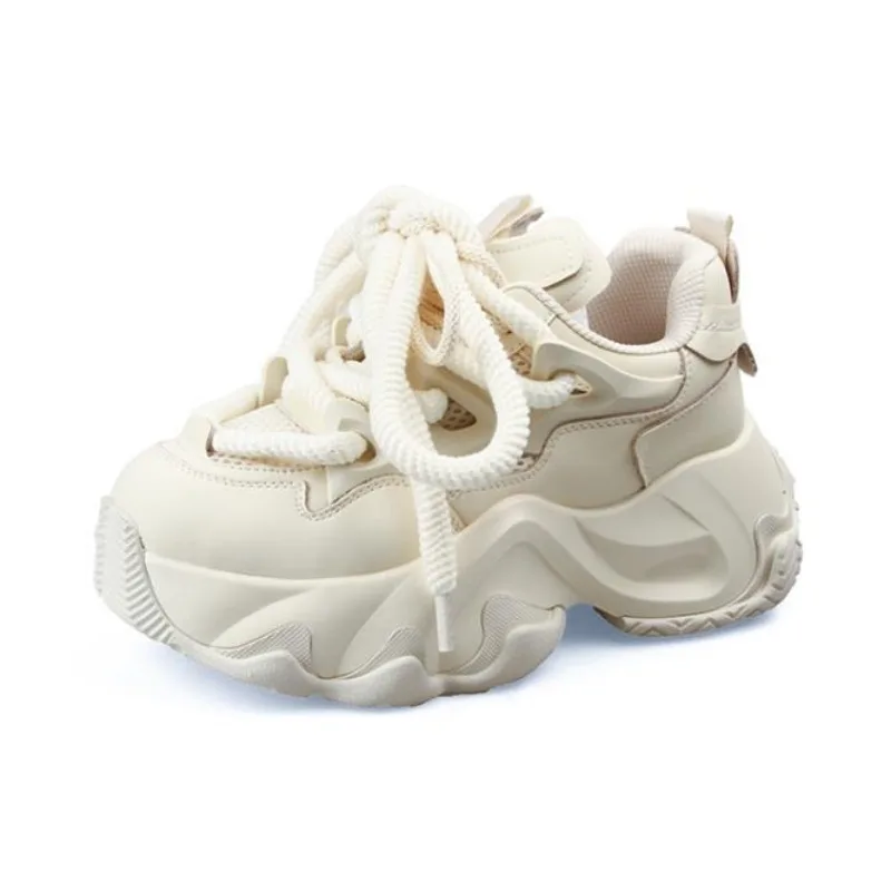 

Новинка, модные белые туфли на толстой подошве 9 см, Женская Осенняя Новая удлиненная обувь на толстой подошве, Высококачественная Спортивная повседневная обувь