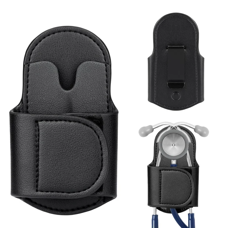 ABRS-PU Leather Stethoscope Holder Hip Clip For Littmann And Most Stethoscopes,Stethoscope Holster Clips Holder Fit For Nurse