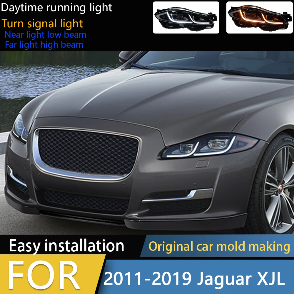 تصفيف السيارة رئيس مصباح ل جاكوار XJL المصابيح الأمامية 2011-2019 XJ XF XE المصباح LED DRL مصباح إشارة اكسسوارات السيارات