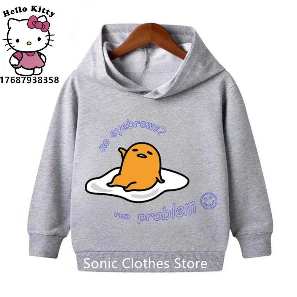 Anime Gudetama Hoodie Kids Clothes Cute Girl New Spring Autumn Sweater Kawaii Students Long Sleeve Coat Boys Sweatshirts