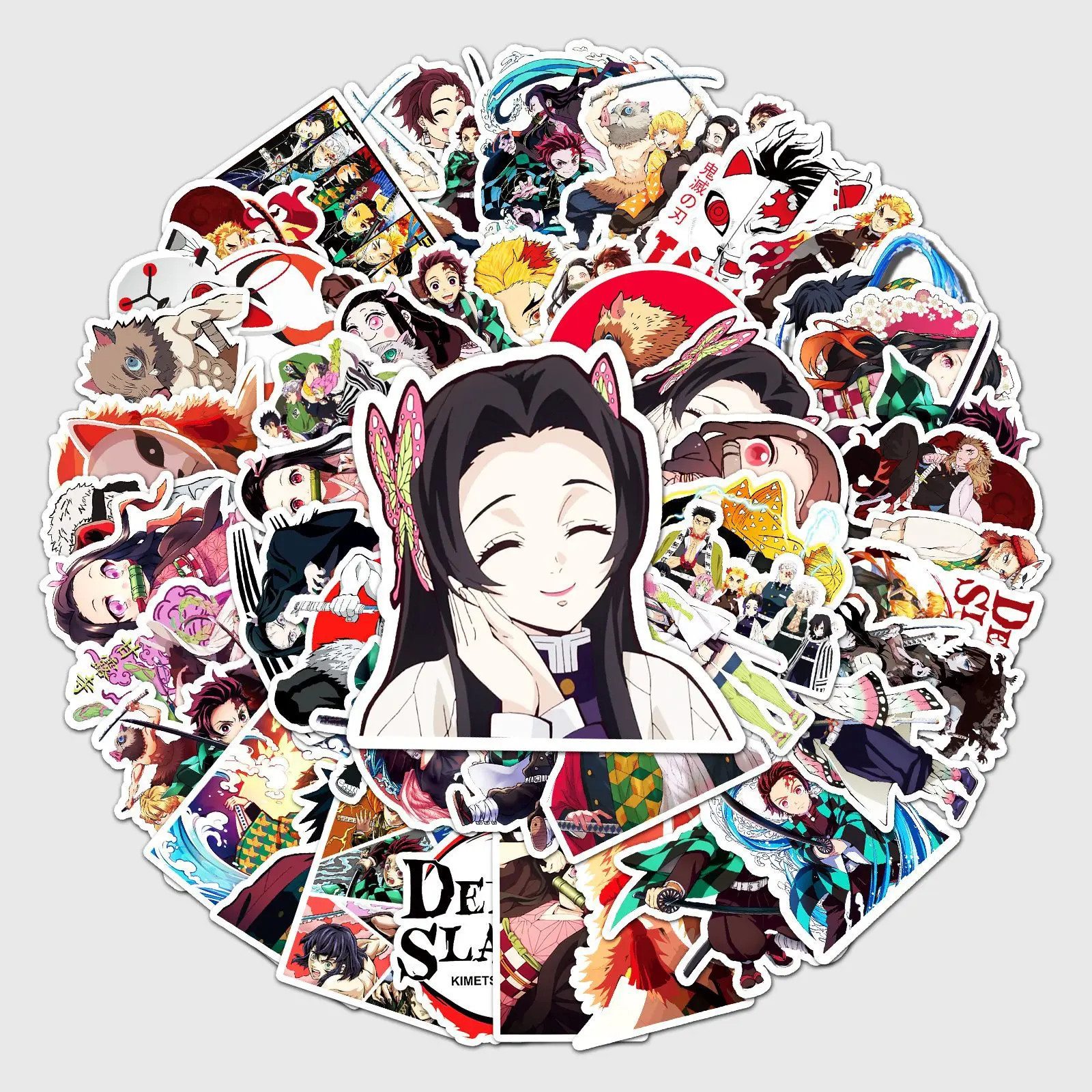 50PCS Anime Demon Slayer Cartoon Graffiti Stickers Phone Guitar Laptop Notebook Suitcase Cup Waterproof Sticker Kids Toy