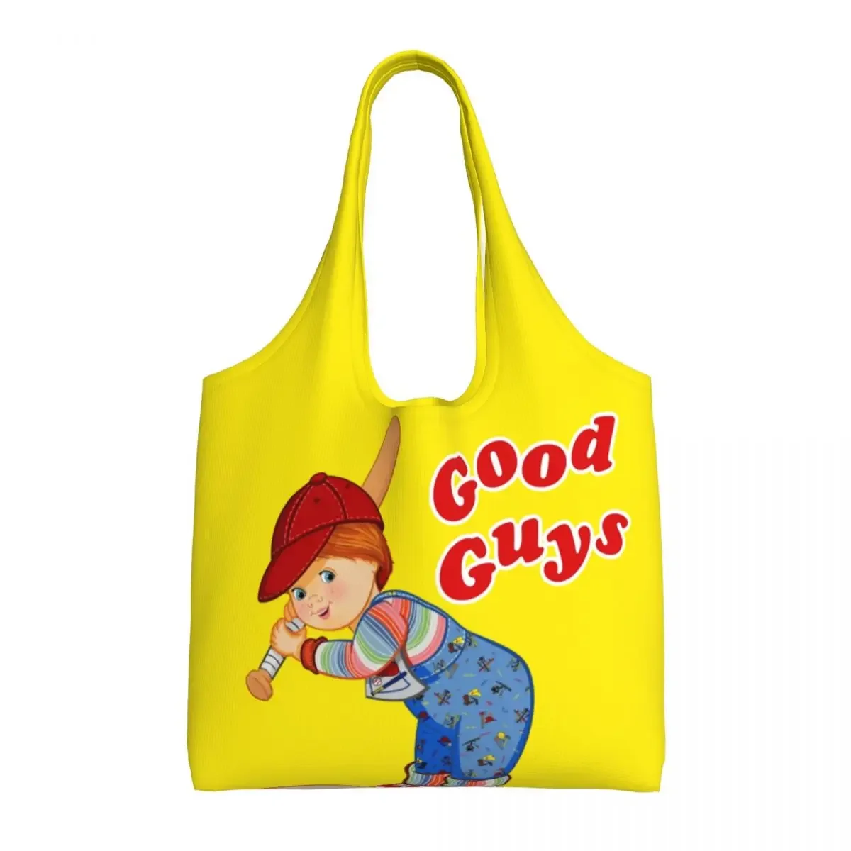 Good Guys Baseball  Grocery Shopping Bags Canvas Shopper Tote Shoulder Bags Large Capacity Washable Child's Play Chucky Handbag