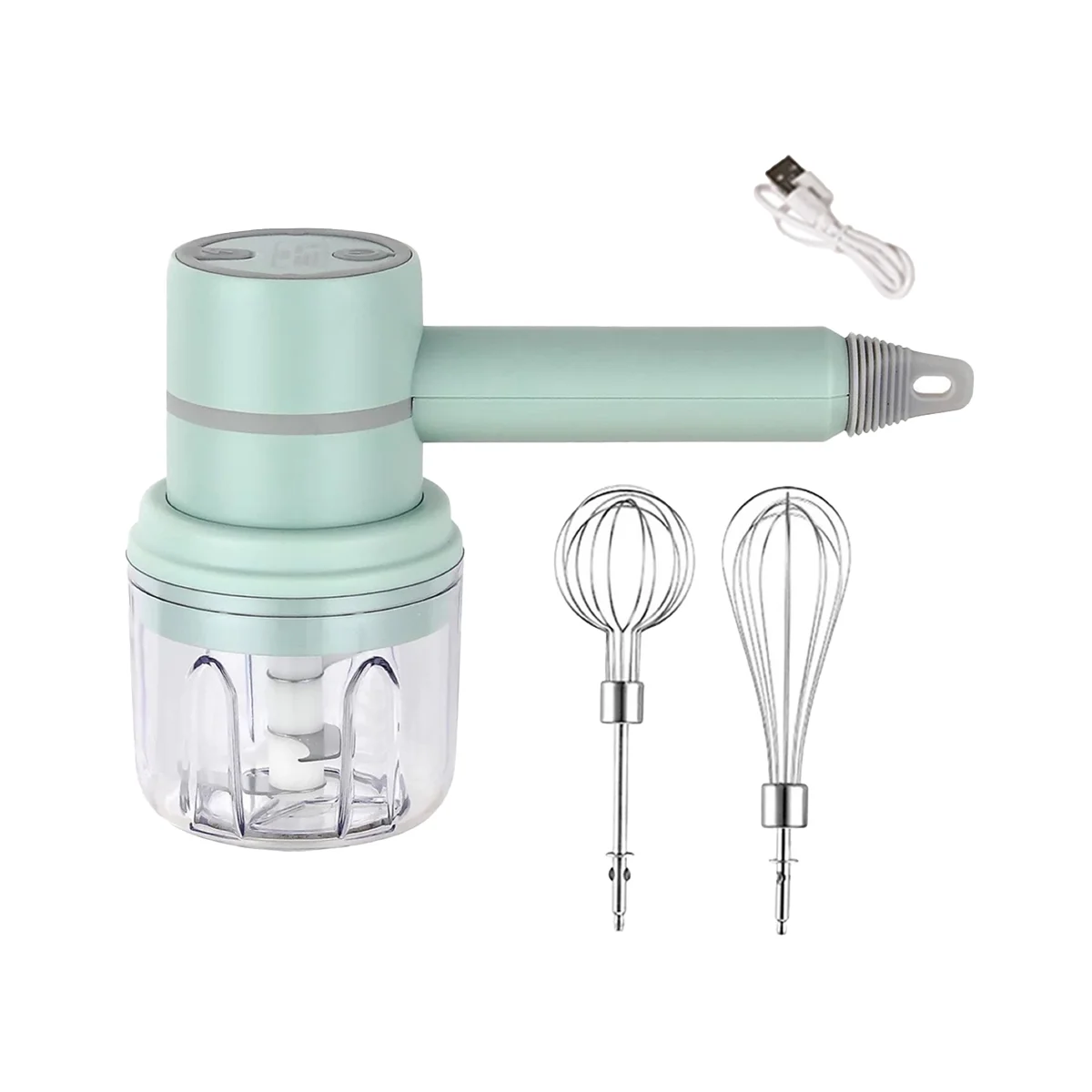 

Wireless Food Mixer 3 Speed Handheld Electric Egg Beater Garlic Baking Mixer Multifunctional Food Processor Green