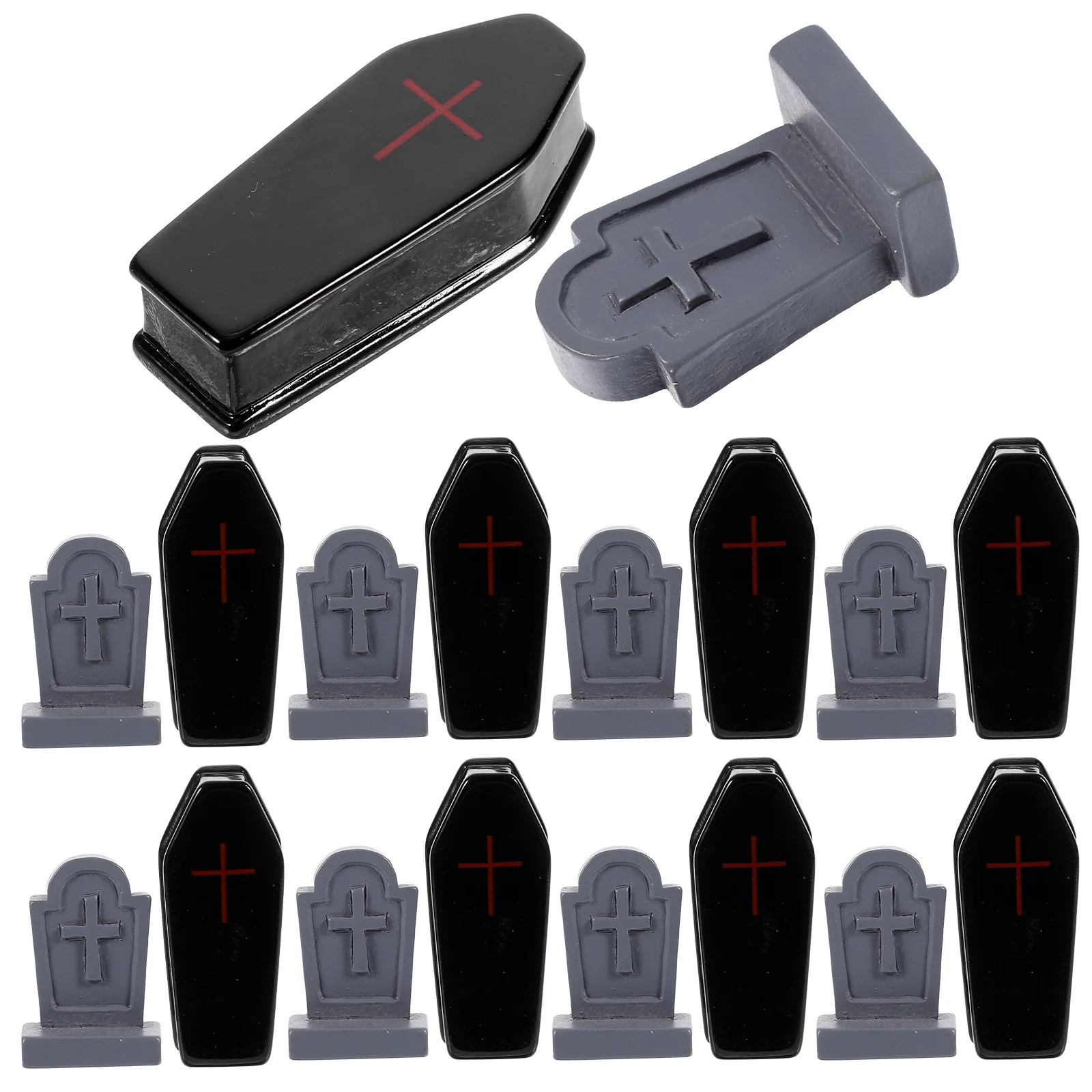 20 Pcs Black Coffin Tombstone Sets Cemetery Headstones Crafts Yard Tombstones Prop Graveyard Resin Halloween Party Decor