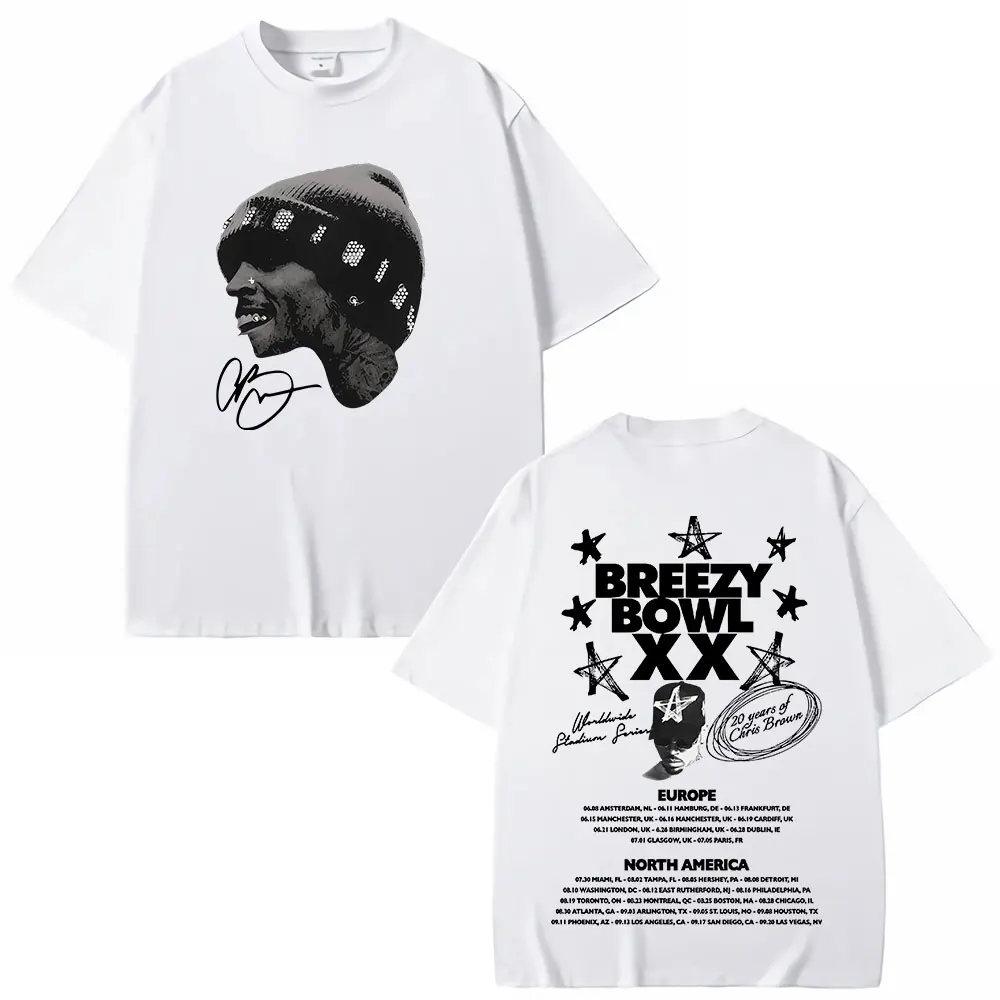 كريس براون بريزي السلطانية XX 2025 جولة تي شيرت موضة الهيب هوب خمر تي شيرتات قصيرة الاكمام الرجال النساء الصيف تي شيرتات قطن بلايز #2