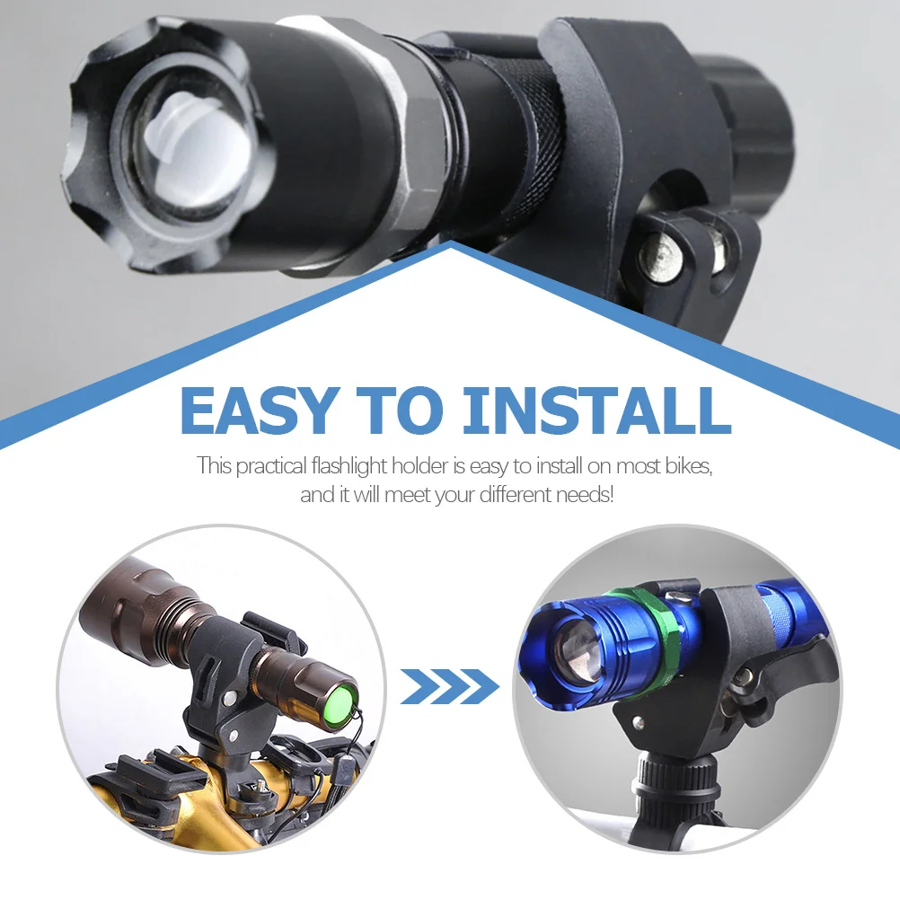 

1pc Bike Flashlight Holder Premium Plastic Rotatable 360 Degree Adjustable Lamp Bracket For Cycling Bike Light Fixing Mount