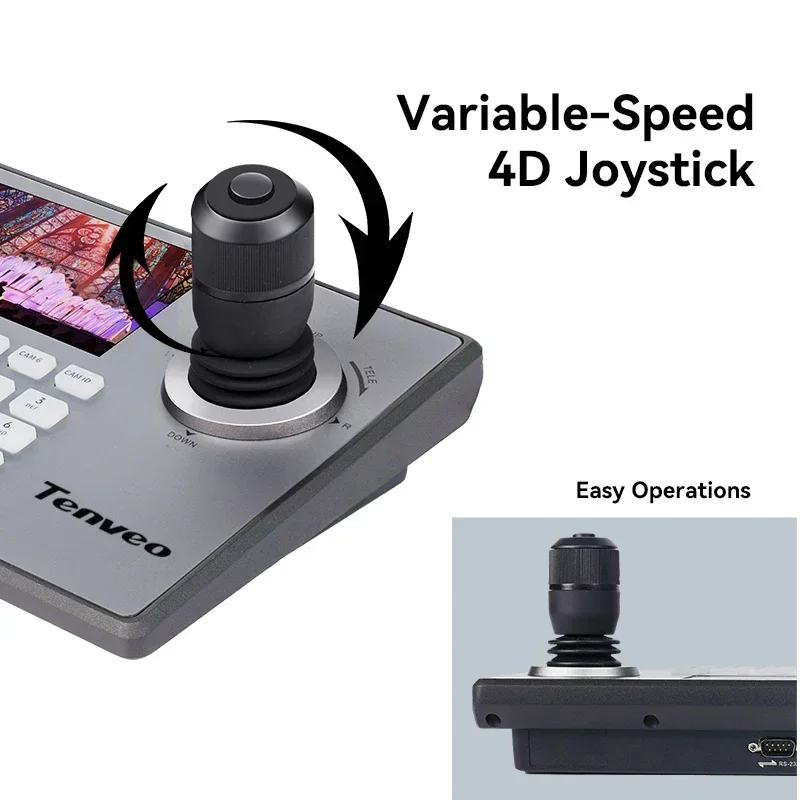 Live Streaming PTZ  10X Zoom Conferencing IP PoE Controller with 4D Joystick Keyboard