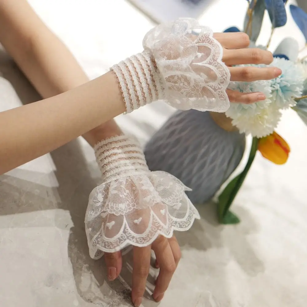 

New Multilayer Ruffle Fake Cuff Detachable White Black False Sleeve Cuffs Sweater Cuffs
