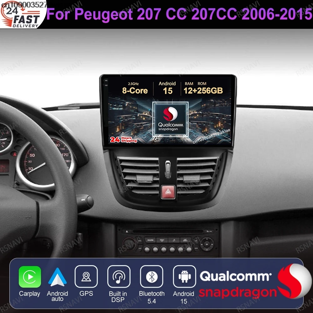 

Android 15 For Peugeot 207 CC 207CC 2006-2015 Multimedia GPS 5G WIFI Navigation Head Unit 4G LTE Stereo Wireless Carplay Auto BT