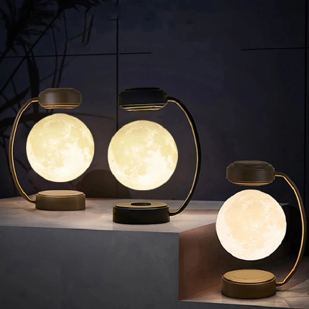 New Design Iron Floating 3d Levitation Night Table Light Moon Levitating Lamp