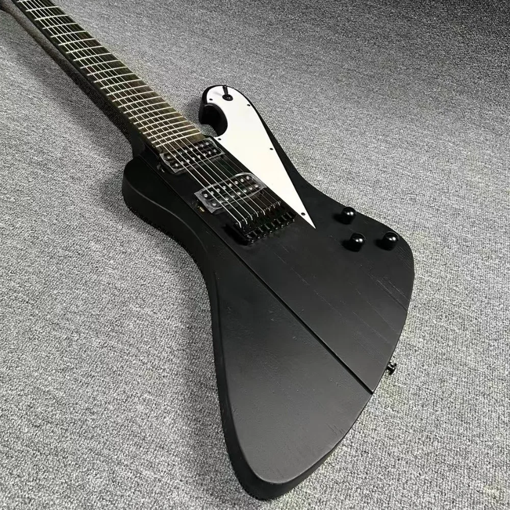 Matte Black 8 String Electric Guitar Solid Mahogany Body Unique Angular Body Shape Smooth Fretboard Heavy Rock Tone Stable Tuning Hardware Handcrafted Electric Guitar for Metal and Rock Performance