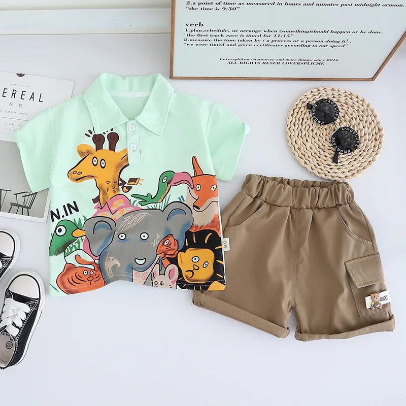 

New Summer Baby Clothes Suit Children Boys Cartoon Short Sleeved T-Shirt Shorts 2Pcs/Sets Infant Casual Costume Kids Clothing