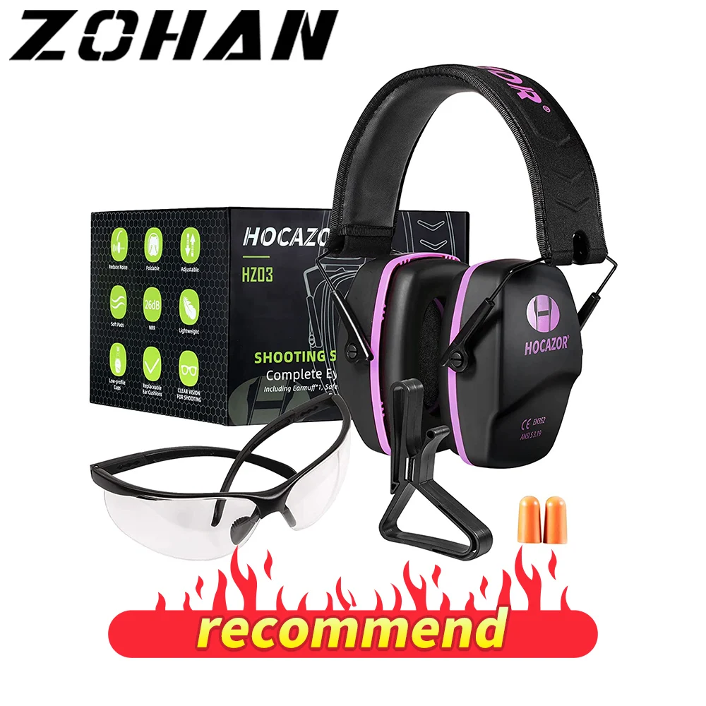 ZOHAN Safety Ear Protection Shooting Earmuffs Hearing Protecter Passive Noise Reduction Muff Set for Hunting Shooting NRR 26dB