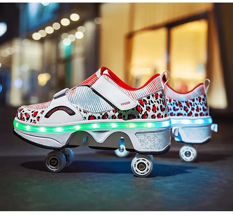 

Четырехколесные роликовые коньки 2025 года с тормозами и фонарями, уличные роликовые коньки, детские подарки, детская обувь, детские кроссовки