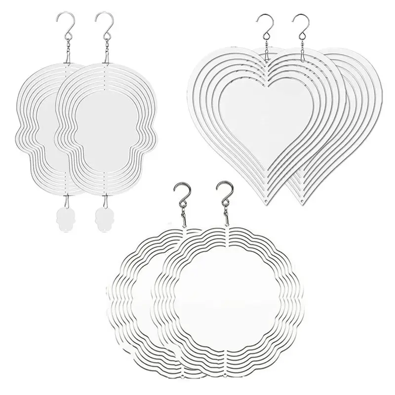 ABHI-6Pack 10 Inch Sublimation Wind Spinner Blanks, 3D Wind Spinners Hanging Sublimation Double Sided Wind Spinner For Garden