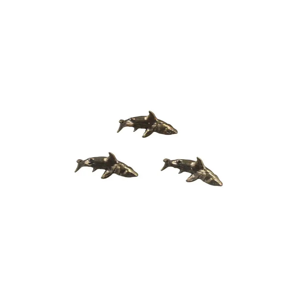 

Cartoon Small Shark Statue Shark Antique Miniatures Figurines Handicrafts Solid Brass Tea Pet Home Decor