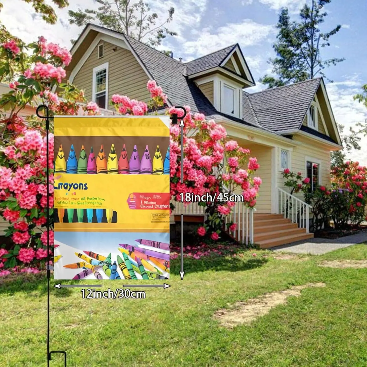 Cute Crayons Box Double Sided Printed Garden Flag 12x18 In,Small Welcome Courtyard Decoration,For Outdoor Vacations In All S zzo