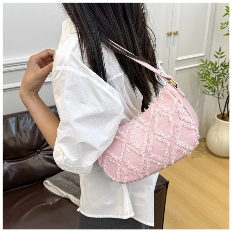 

2025New Women's Diamond Pattern Crossbody Bag Premium Denim Shoulder Bag Stylish Casual Versatile Underarm Bag