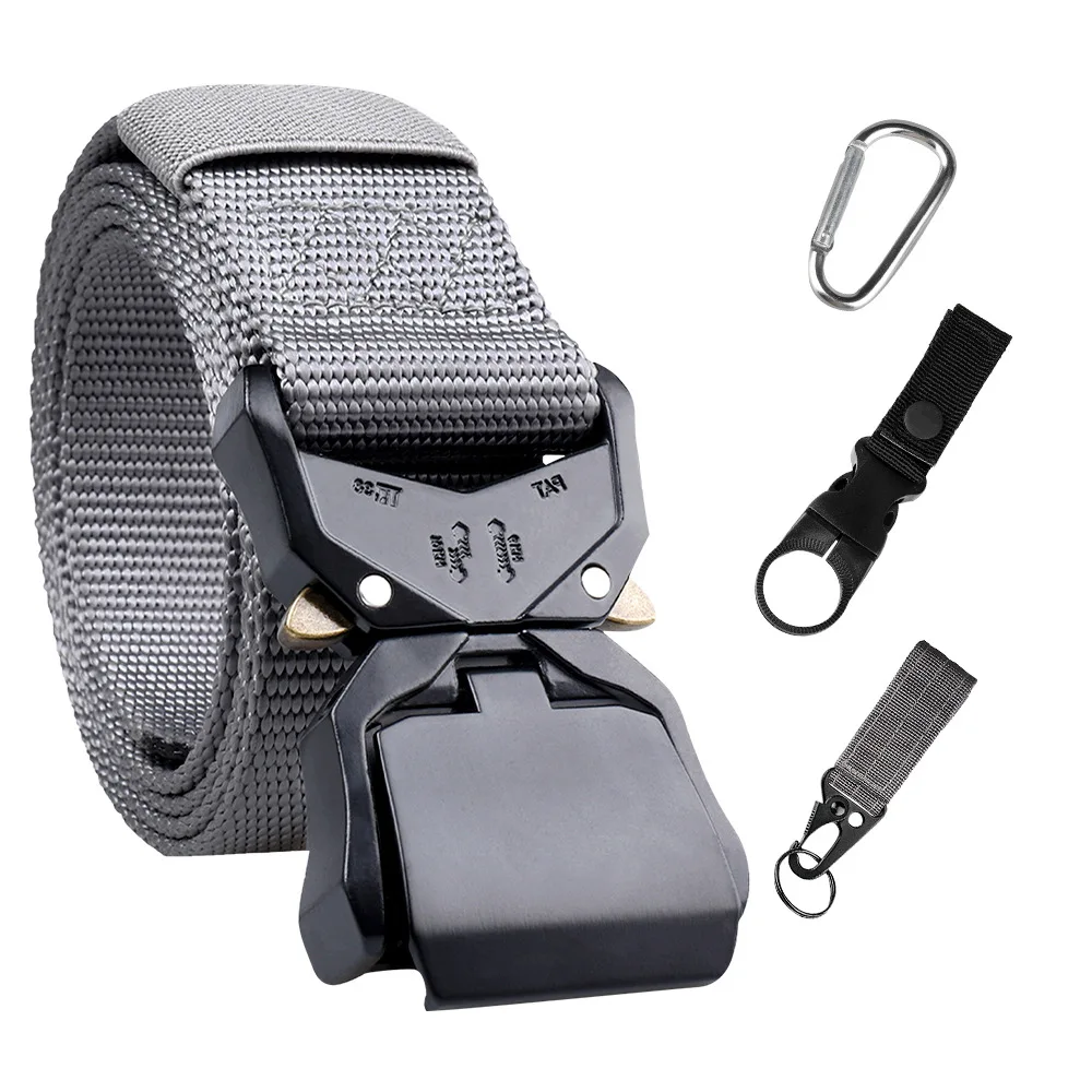 Outdoor Training Aluminium Alloy Techwear Tactical Belt Men Multifunction Nylon Tactical Waist Belt Keychain Climbing Buckle Set